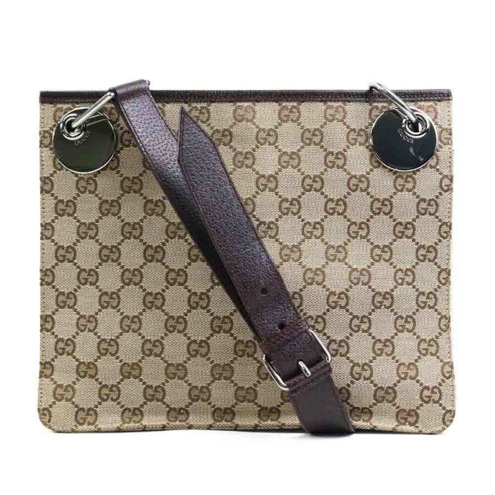 Gucci Abbey GG Canvas Shoulder Bag Tan Silver